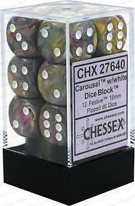 CHX 27640 Festive Carousel/white (16mm D6 12-Dice Set)