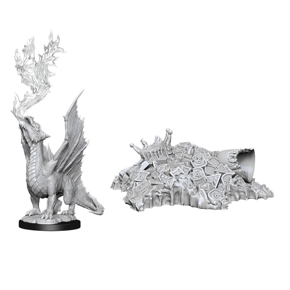 D&D - Gold Dragon Wyrmling & Small Treasure Pile (Nolzurs Marvelous Unpainted Miniatures)