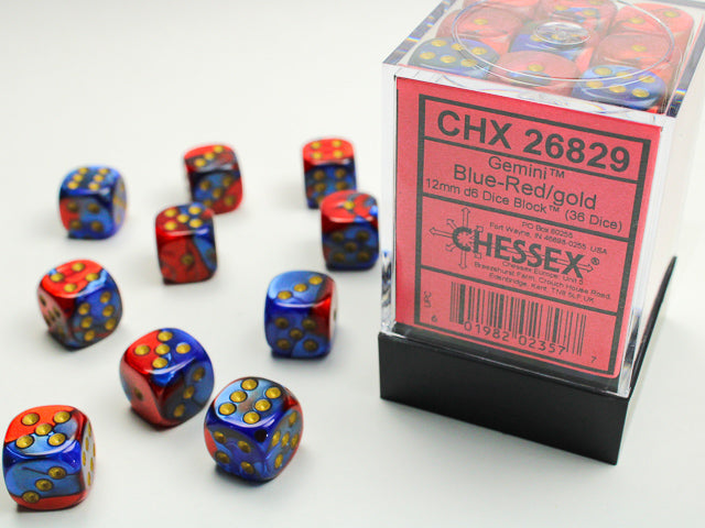 CHX 26829 Gemini Blue-Red/gold (12mm D6 36-Dice Set)