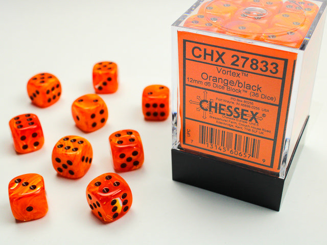 CHX 27833 Vortex Orange/black (12mm D6 36-Dice Set)