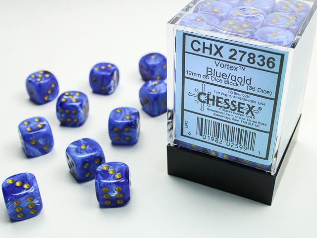 CHX 27836 Vortex Blue/gold (12mm D6 36-Dice Set)