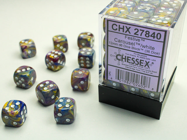 CHX 27840 Festive Carousel/white (12mm D6 36-Dice Set)