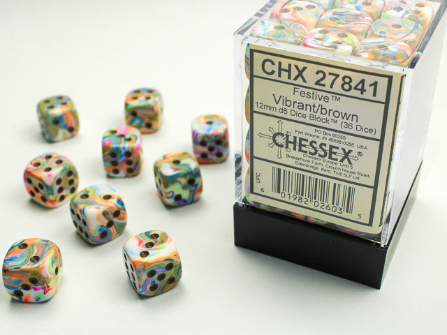 CHX 27841 Festive Vibrant/brown (12mm D6 36-Dice Set)