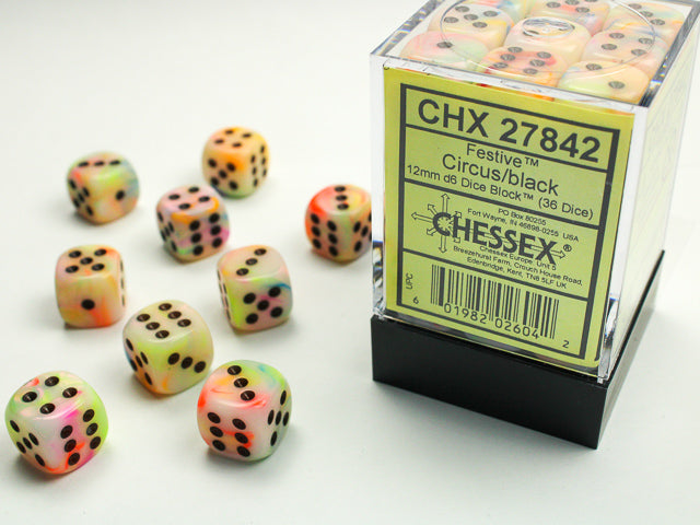 CHX 27842 Festive Circus/black (12mm D6 36-Dice Set)
