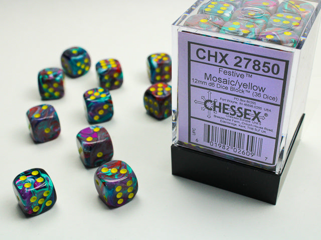 CHX 27850 Festive Mosaic/yellow (12mm D6 36-Dice Set)