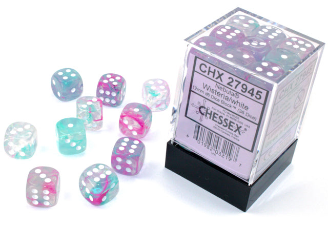 CHX 27945 Nebula Wisteria/white Luminary (12mm D6 36-Dice Set)