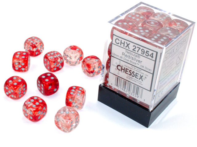 CHX 27954 Nebula Red/silver Luminary (12mm D6 36-Dice Set)