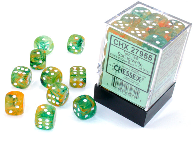 CHX 27955 Nebula Spring/white Luminary (12mm D6 36-Dice Set)