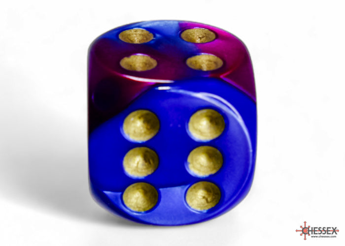 CHX 26628 Gemini Blue-Purple/gold (16mm D6 12-Dice Set)