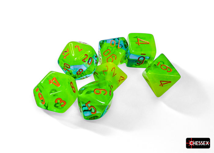 CHX 26470 Gemini Plasma Green-Teal/orange Luminary (Polyhedral 7-Die Set)