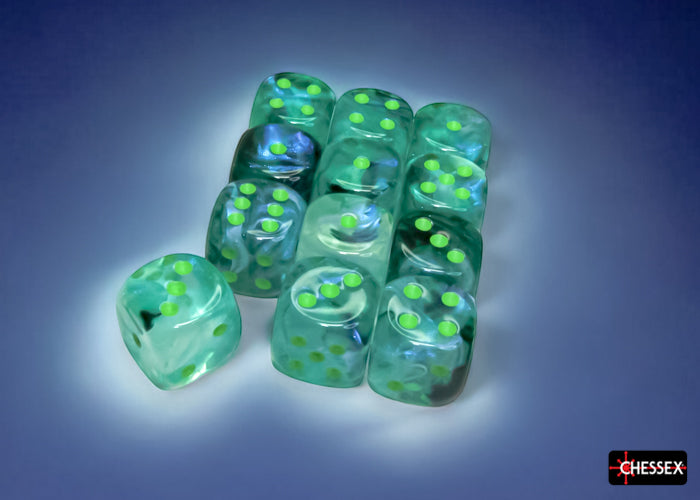 CHX 27795 Borealis Kelp/light green Luminary (16mm D6 12-Dice Set)