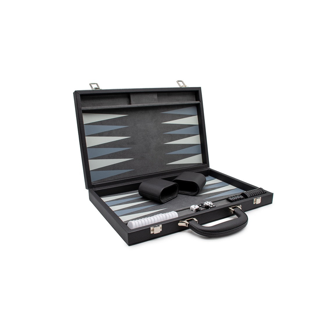 Backgammon - Black Leather Attache Case Set [LPG Classics]