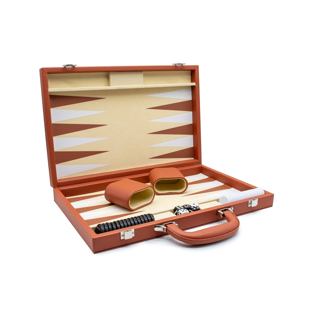 Backgammon - Brown Leather Attache Case Set [LPG Classics]