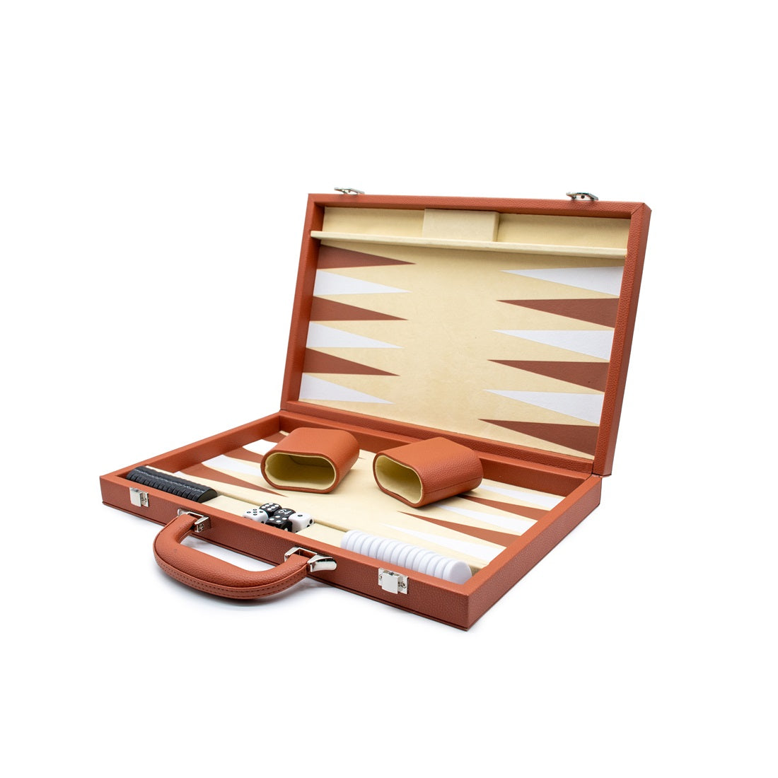 Backgammon - Brown Leather Attache Case Set [LPG Classics]