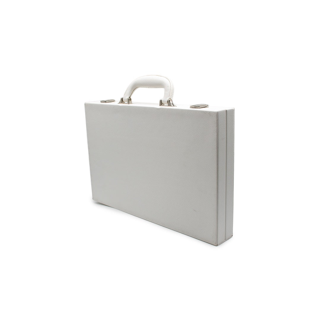 Backgammon - White Leather Attache Case Set [LPG Classics]