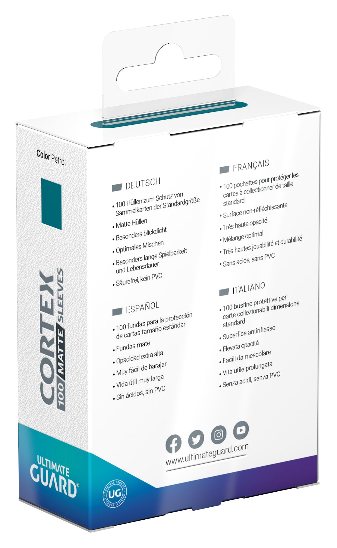 Ultimate Guard Cortex Matte Sleeves - Petrol - Standard-Size (100 Sleeves)