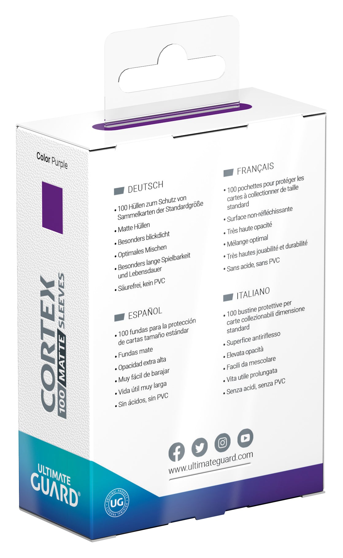 Ultimate Guard Cortex Matte Sleeves - Purple - Standard-Size (100 Sleeves)