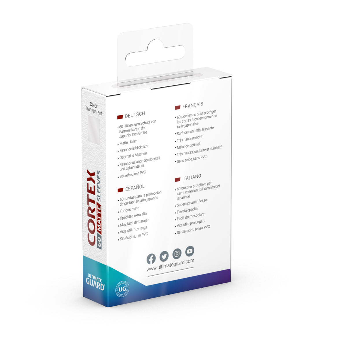 Ultimate Guard Cortex Matte Sleeves - Transparent - Japanese-Size (60 Sleeves)