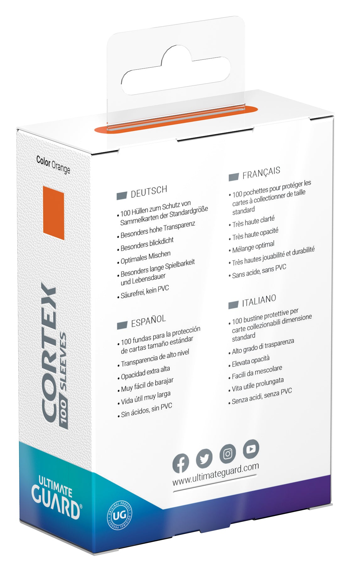 Ultimate Guard Cortex Sleeves - Orange - Standard-Size (100 Sleeves)