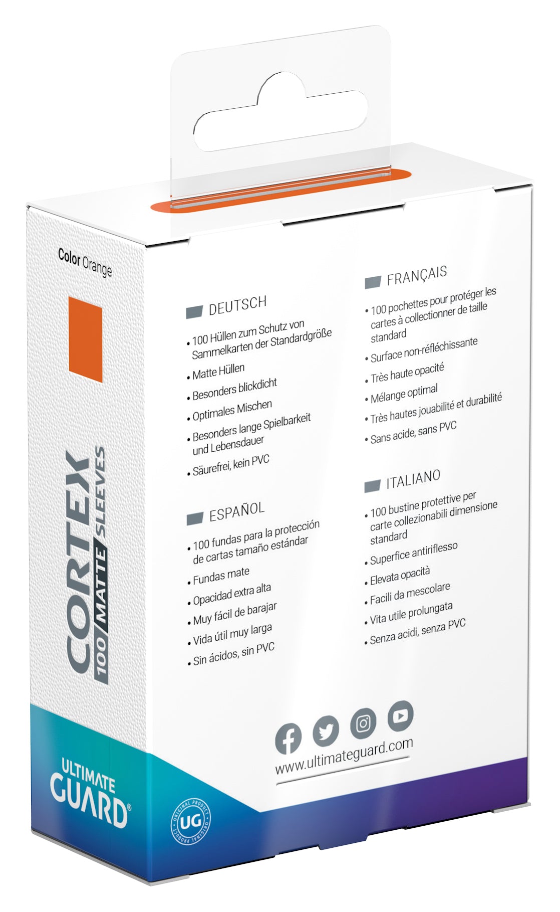 Ultimate Guard Cortex Matte Sleeves - Orange - Standard-Size (100 Sleeves)