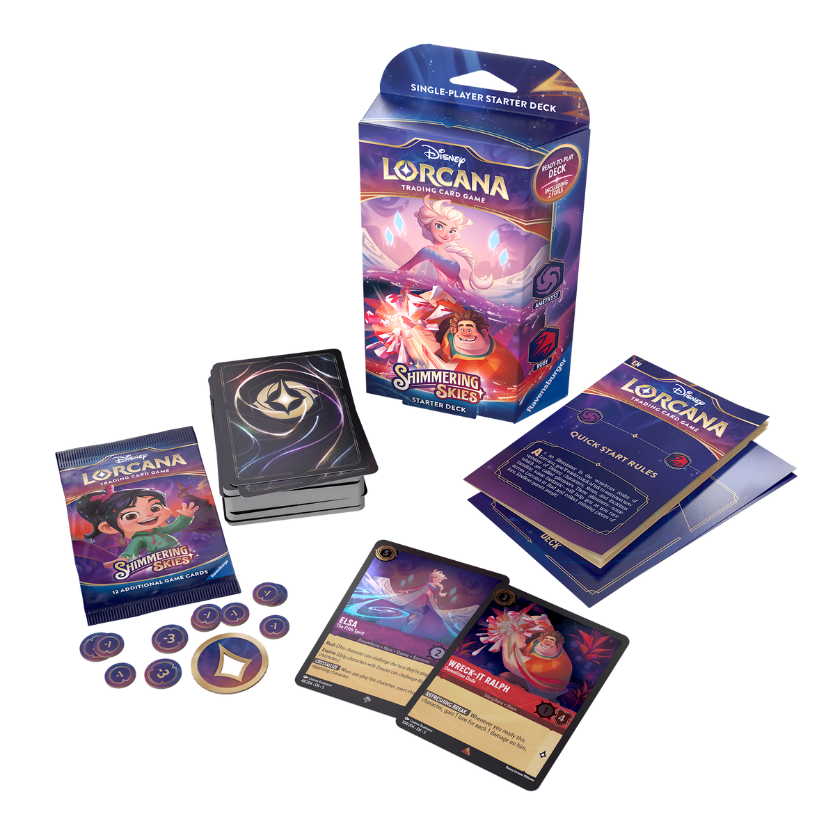 Disney Lorcana TCG: Shimmering Skies - Starter Deck (Amethyst &amp; Ruby)