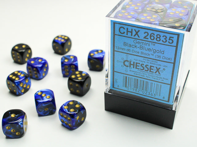 CHX 26835 Gemini Black-Blue/gold 12mm D6 36-Dice Set