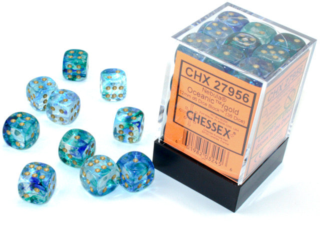 CHX 27956 Nebula Oceanic/gold Luminary (12mm D6 36-Dice Set)
