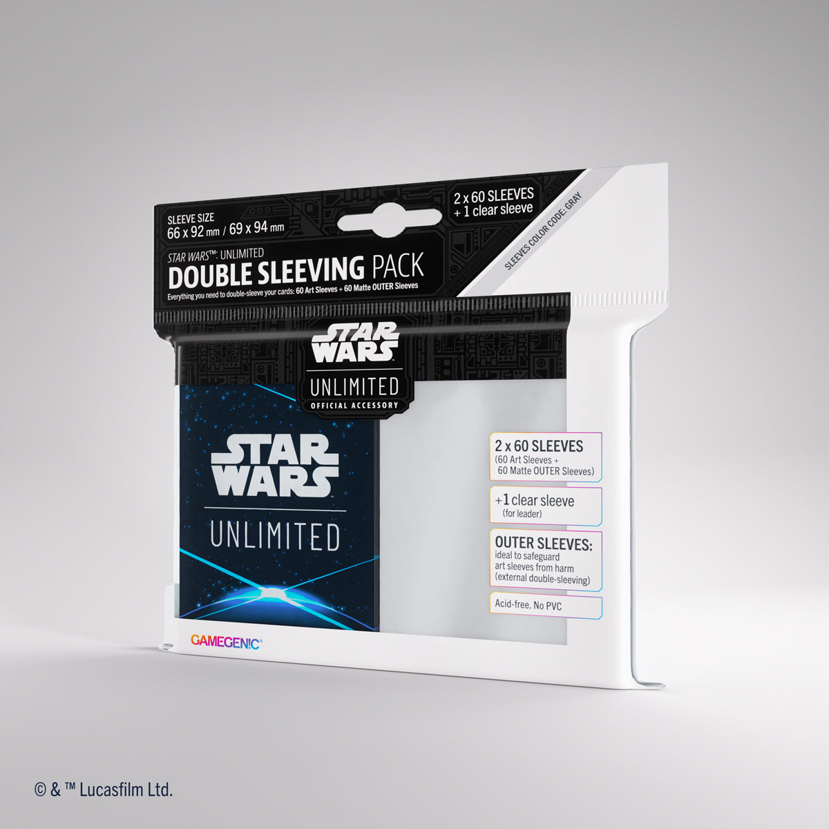 Gamegenic Star Wars: Unlimited Double Sleeving Pack - Blue (2x 60 Sleeves) [Colour Code: GREY]