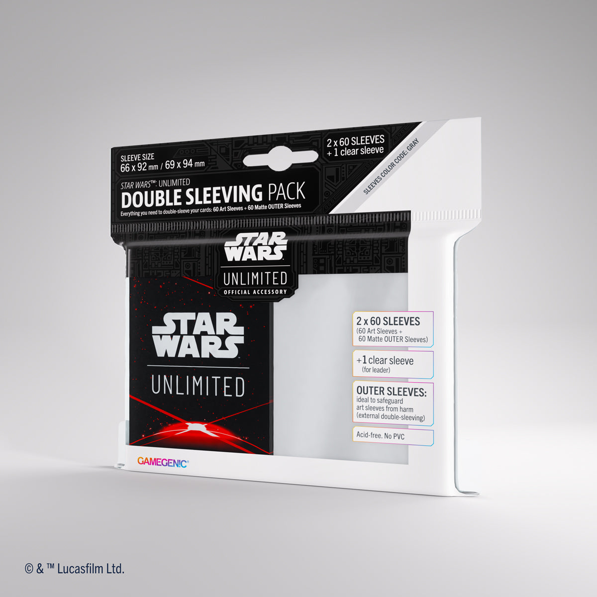 Gamegenic Star Wars: Unlimited Double Sleeving Pack - Red (2x 60 Sleeves) [Colour Code: GREY]