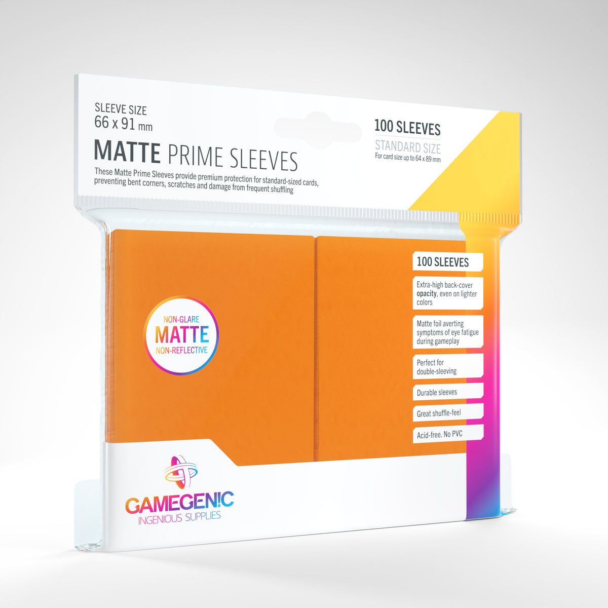 Gamegenic Matte Prime Sleeves - Orange - 66 x 91mm (100 Sleeves) [Colour Code: GREY]