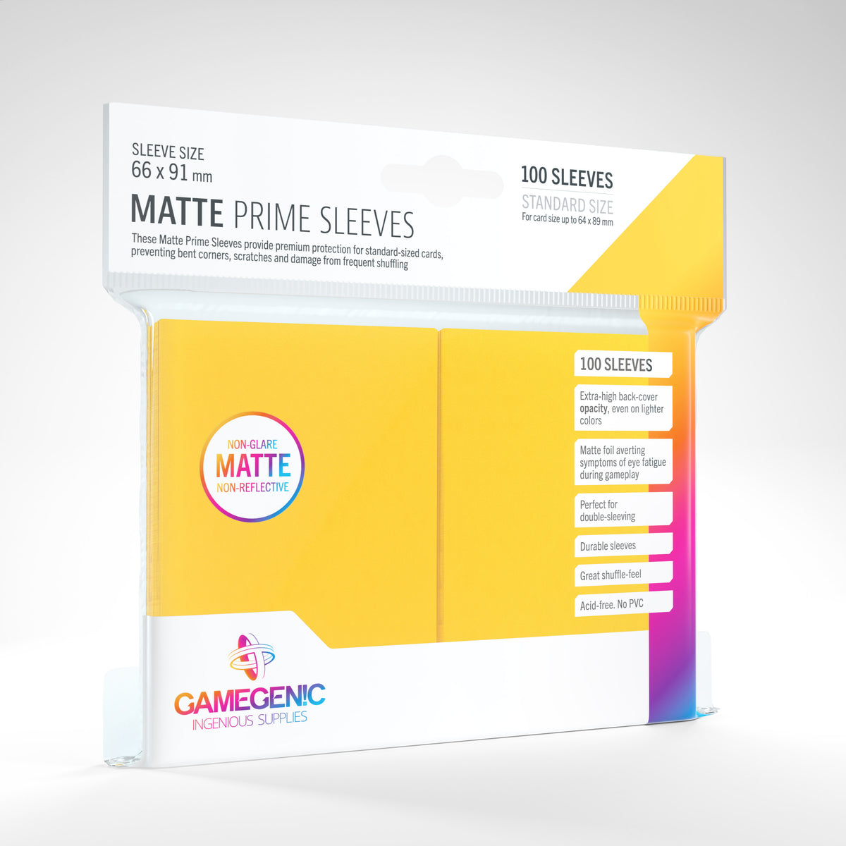 Gamegenic Matte Prime Sleeves - Yellow - 66 x 91mm (100 Sleeves) [Colour Code: GREY]