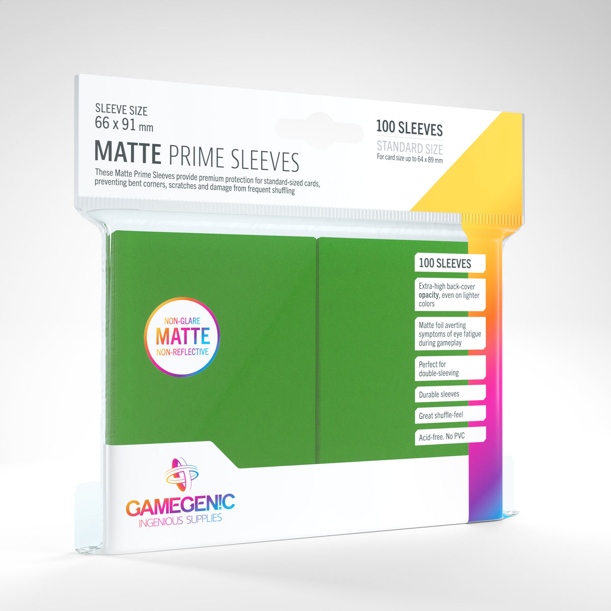Gamegenic Matte Prime Sleeves - Green - 66 x 91mm (100 Sleeves) [Colour Code: GREY]