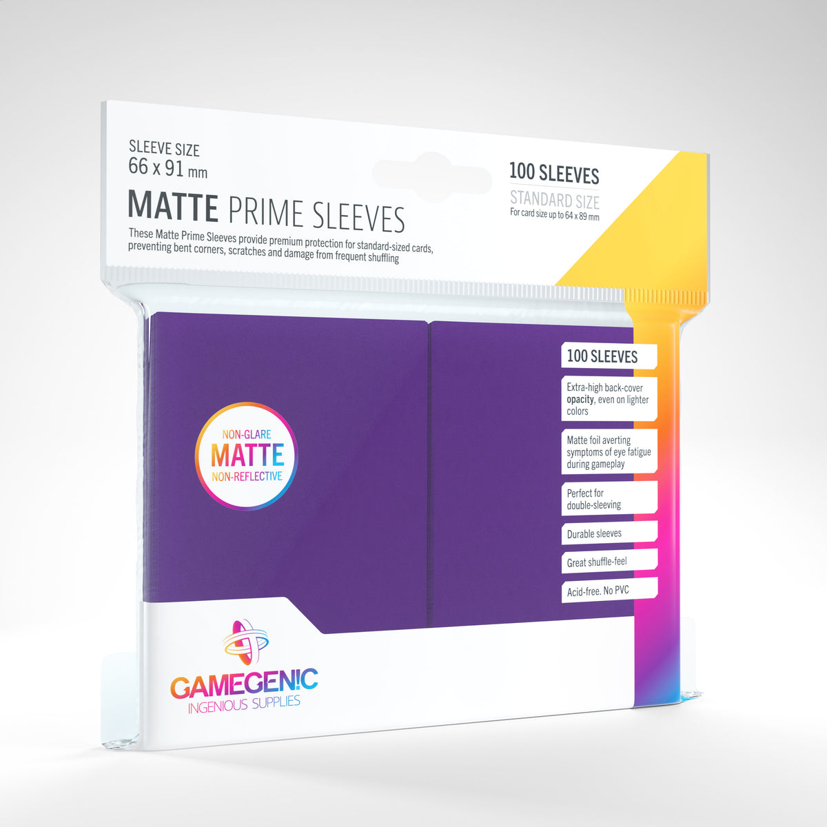Gamegenic Matte Prime Sleeves - Purple - 66 x 91mm (100 Sleeves) [Colour Code: GREY]
