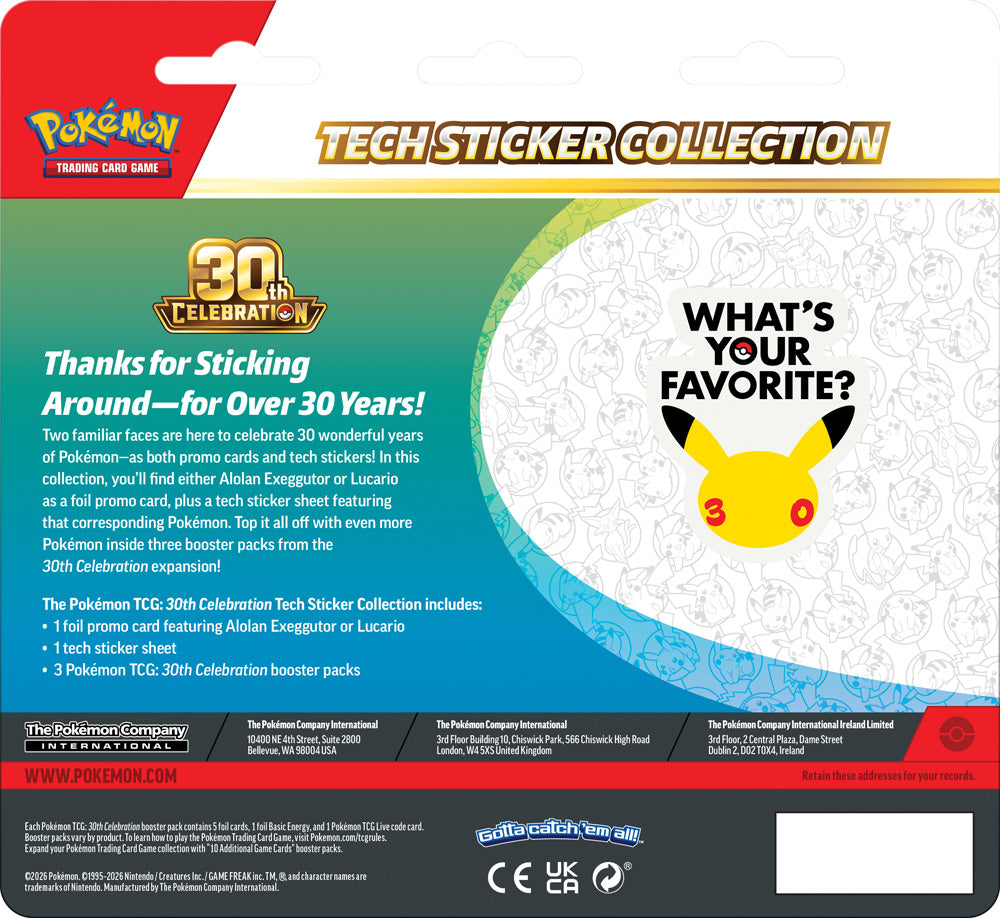 Pokemon TCG: 30th Celebration - Tech Sticker Collection