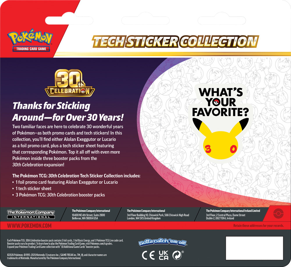 Pokemon TCG: 30th Celebration - Tech Sticker Collection