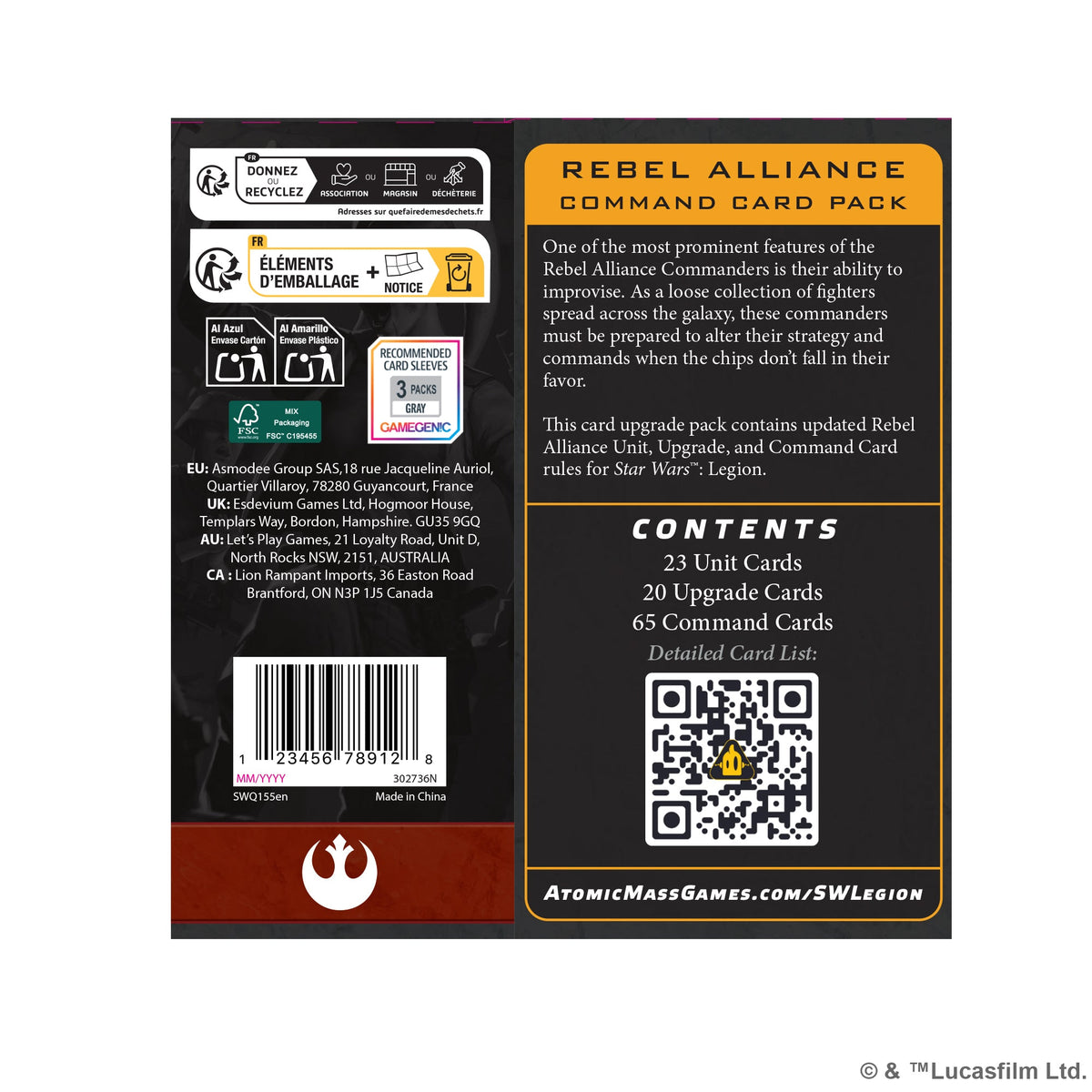 Rebel Alliance: Command Card Pack [Star Wars: Legion]