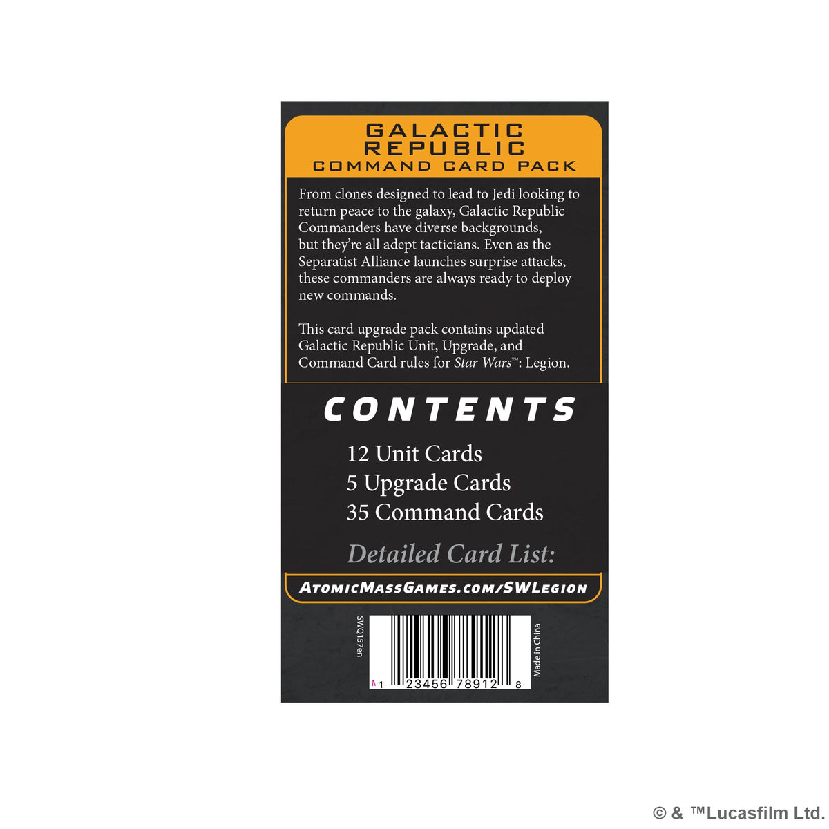 Galactic Republic: Command Card Pack [Star Wars: Legion]