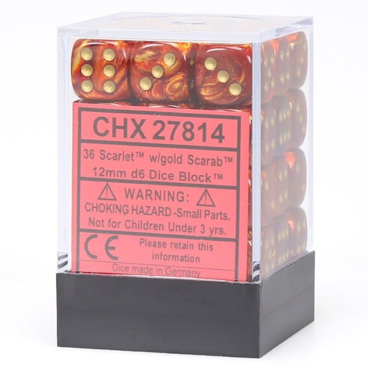 CHX 27814 Scarab Scarlet/gold 12mm D6 36-Dice Set