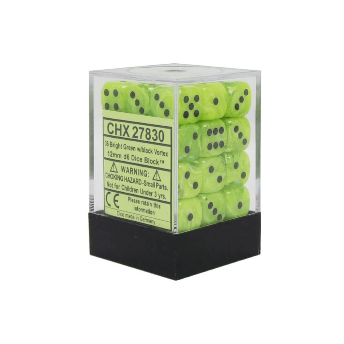 CHX 27830 Vortex Bright Green/black 12mm D6 36-Dice Set