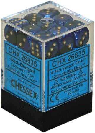 CHX 26835 Gemini Black-Blue/gold 12mm D6 36-Dice Set