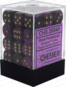 CHX 26840 Gemini Black-Purple/gold 12mm D6 36-Dice Set
