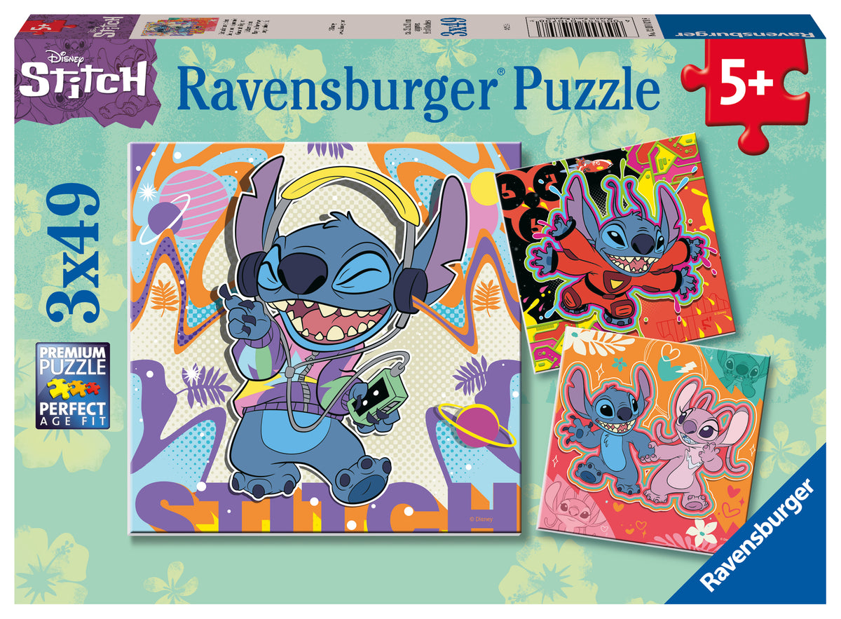 Disney Stitch: Play the Day Away 3x49pc [Ravensburger Puzzle]
