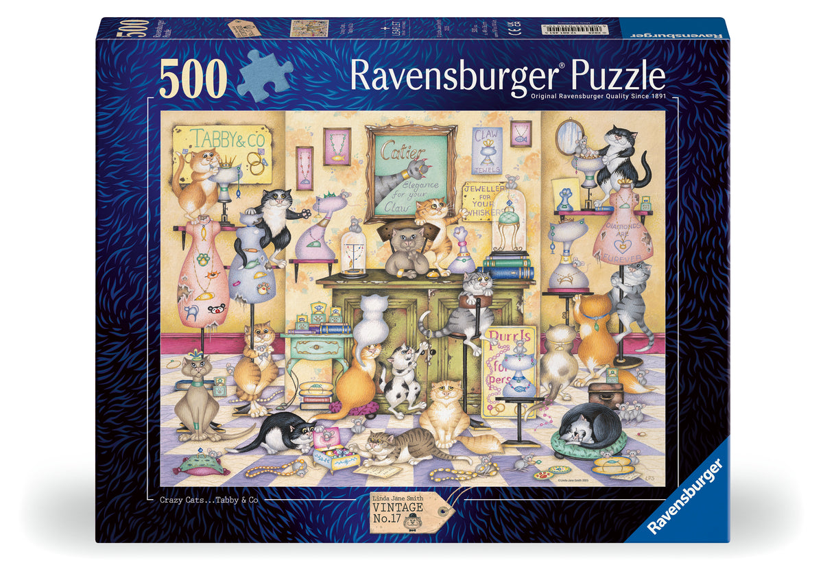 Linda Jane Smith: Vintage #17 Crazy Cats... Tabby & Co. 500pc [Ravensburger Puzzle]