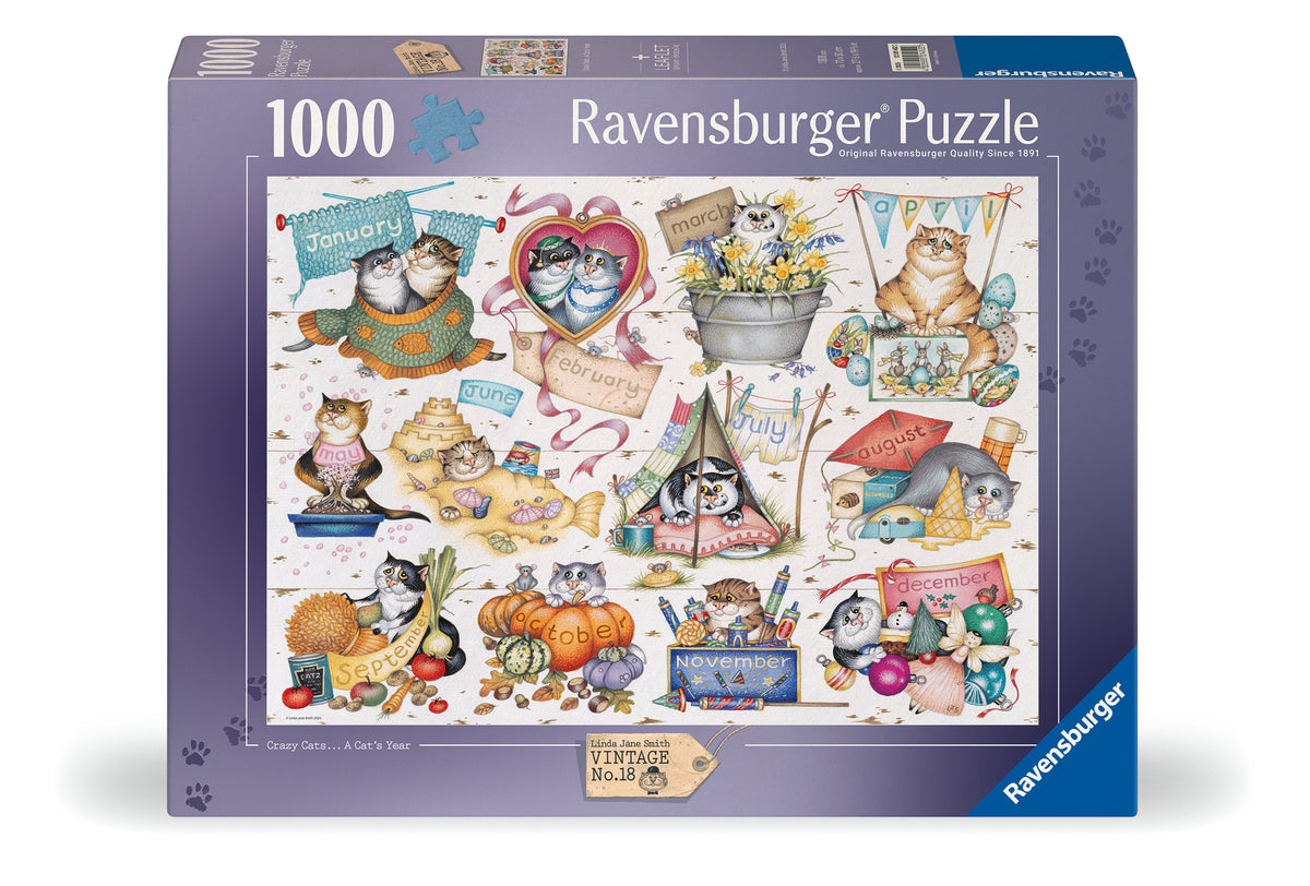 Linda Jane Smith: Vintage #18 Crazy Cats- A Cat's Year 1000pc [Ravensburger Puzzle]