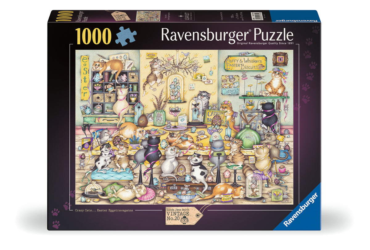 Linda Jane Smith: Vintage #20 Crazy Cats... Easter Eggstravaganza 1000pc [Ravensburger Puzzle]