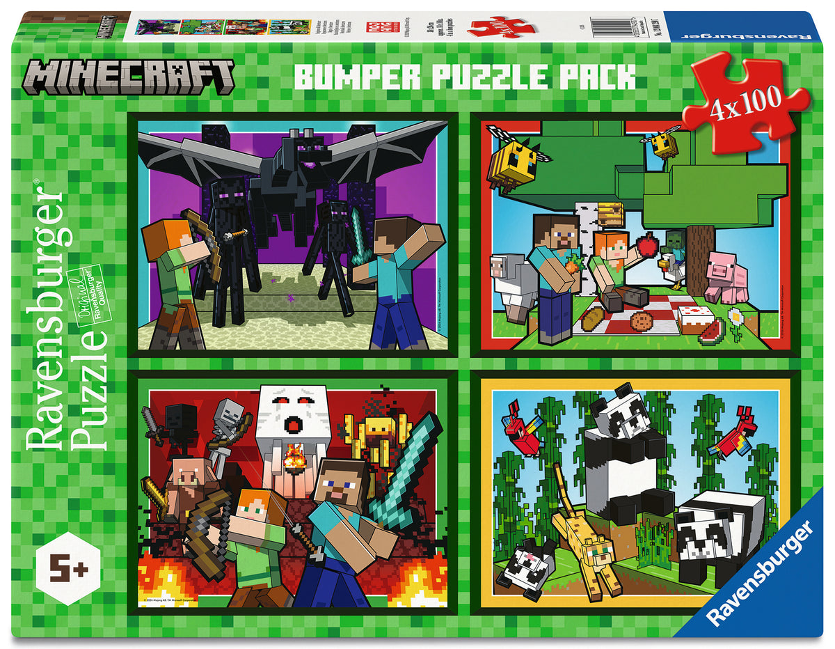 Minecraft: Realms & Adventures 4x100pc Bumper Puzzle Pack [Ravensburger Puzzle]