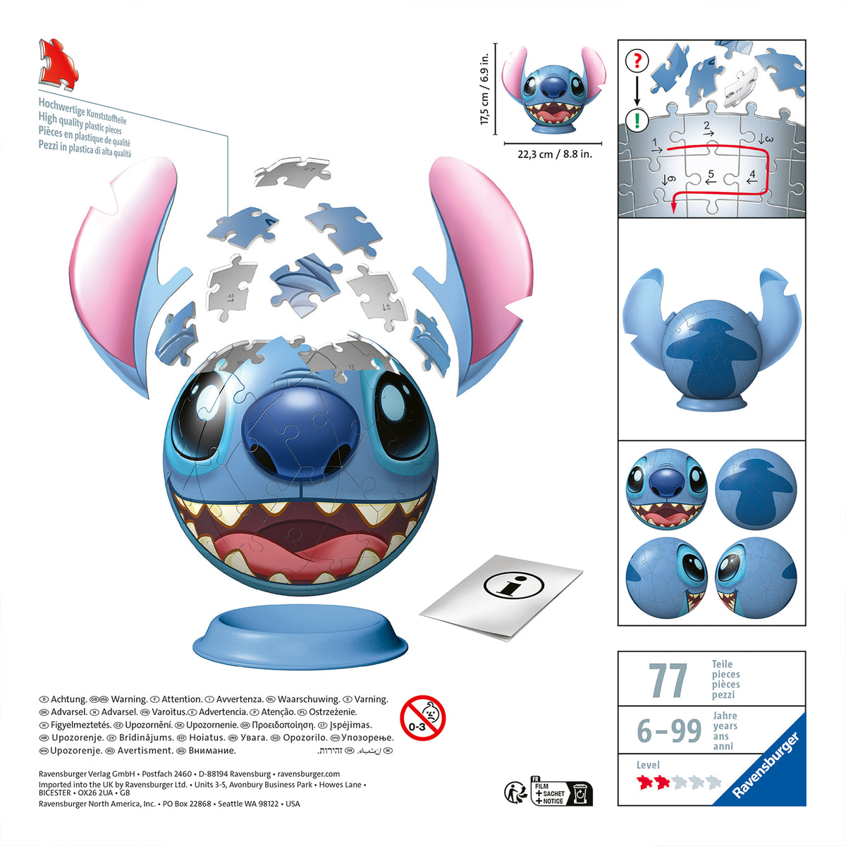 3D Puzzle Ball: Disney Stitch 72pc [Ravensburger Puzzle]