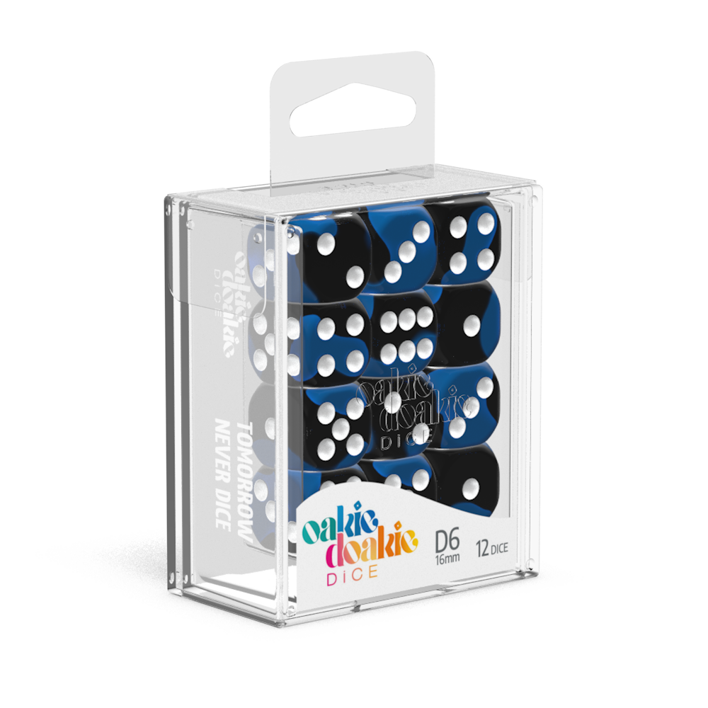 Oakie Doakie Dice Glow In The Dark - Deep Ocean 16mm D6 Set Of 12