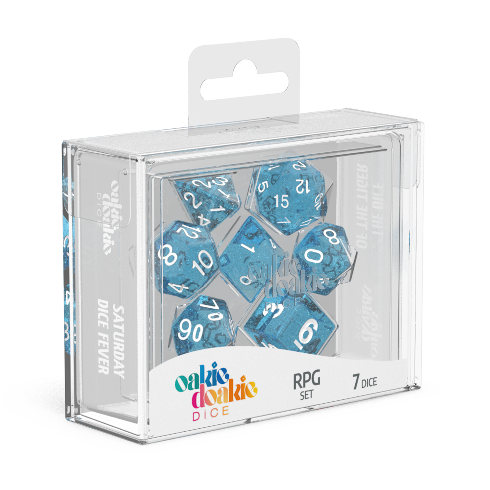 Oakie Doakie Dice Speckled - Light Blue RPG Dice Set