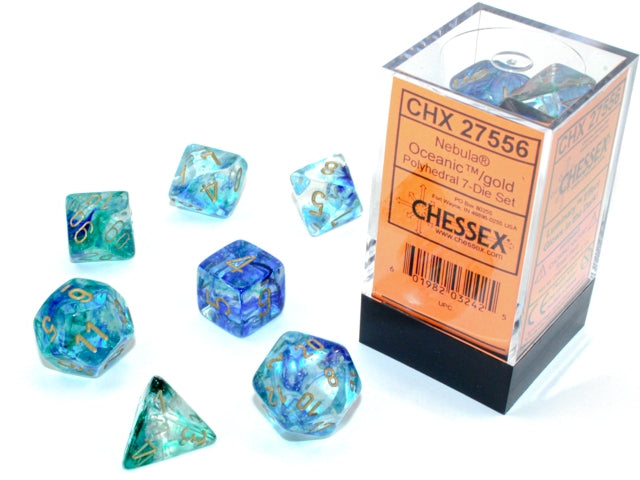 CHX 27556 Nebula Polyhedral Oceanic/Gold Luminary 7-Die Set